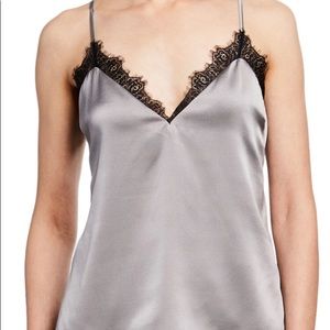 Gray silk open back Cami NYC top